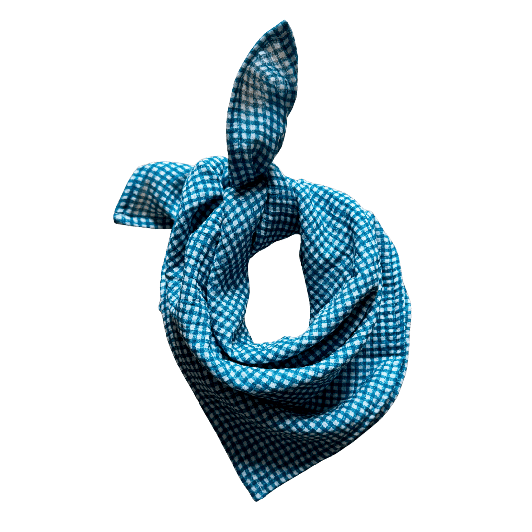 Foulard vichy bleu - Moomie – Image 4