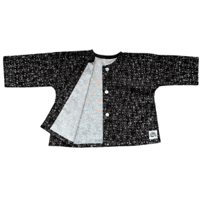 Intérieur blouse bébé coton motif chats noir et blanc