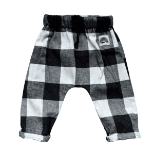 pantalon bébé coton carreaux noir et blanc confortable made in France vue face