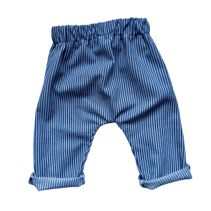 taille élastique avec cordon pantalon bébé rayé bleu et blanc