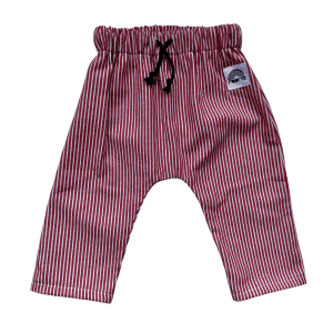 taille élastique avec cordon pantalon bébé rayé rouge et blanc