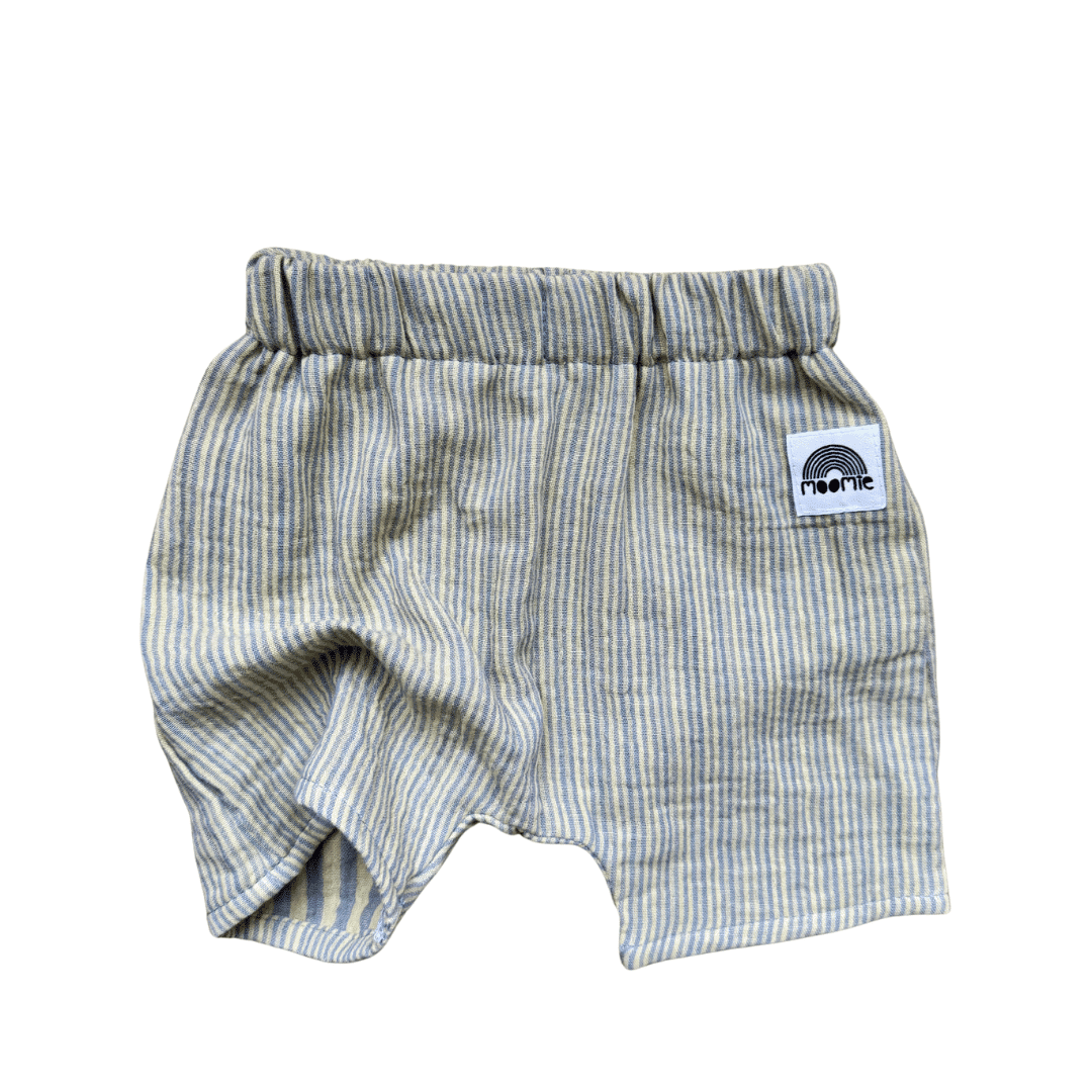 Short bébé en gaze de coton rayé avec taille élastiquée confortable