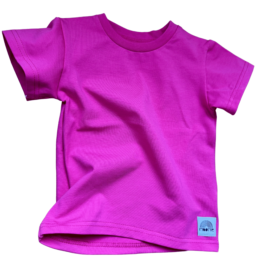 T-shirt enfant rose fuchsia manches courtes fabriqué en France par Moomie