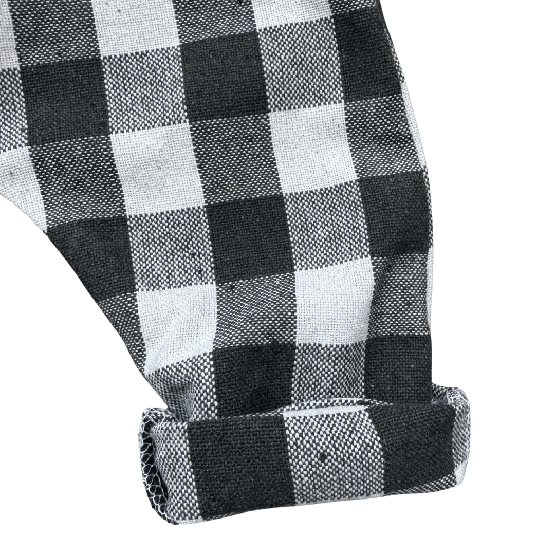Revers ajustables du pantalon bébé à carreaux kaki et écru en toile de coton