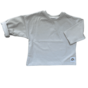 T-shirt bébé manches longues coloris champagne en jersey de coton fabriqué en France