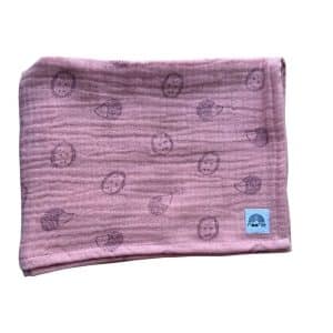 Lange bébé hérisson rose en gaze de coton 60 x 60 cm Moomie