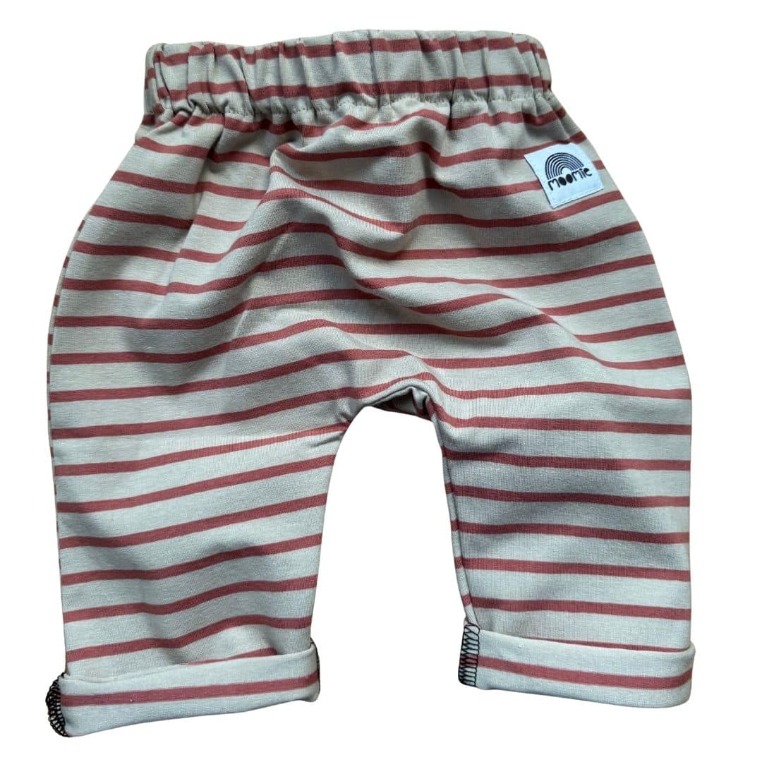 Pantalon bébé rayé crème et terracotta – Copenhague