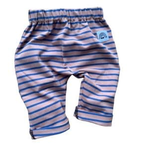 Pantalon bébé rayé rose et bleu en jersey de coton Moomie