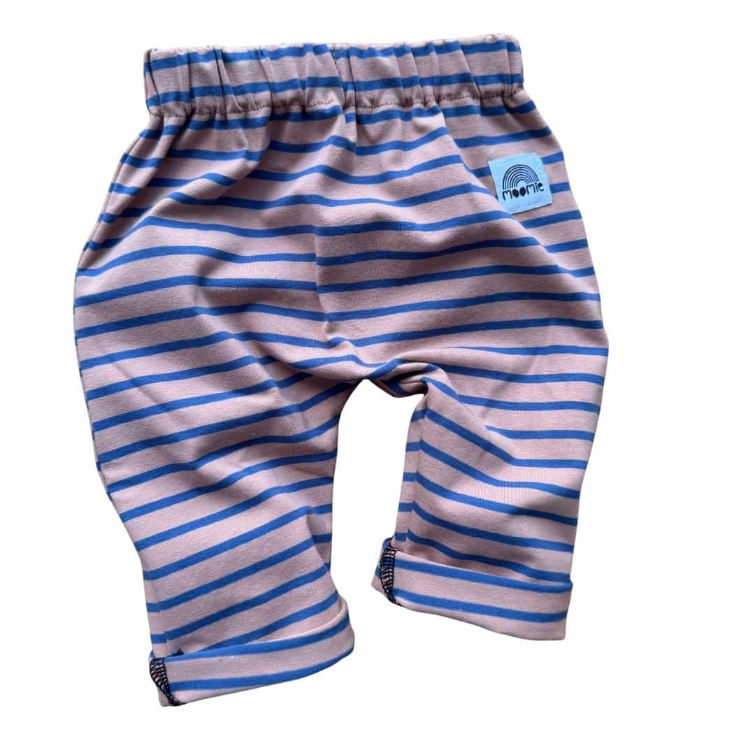 Pantalon bébé rayé rose et bleu en jersey de coton Moomie