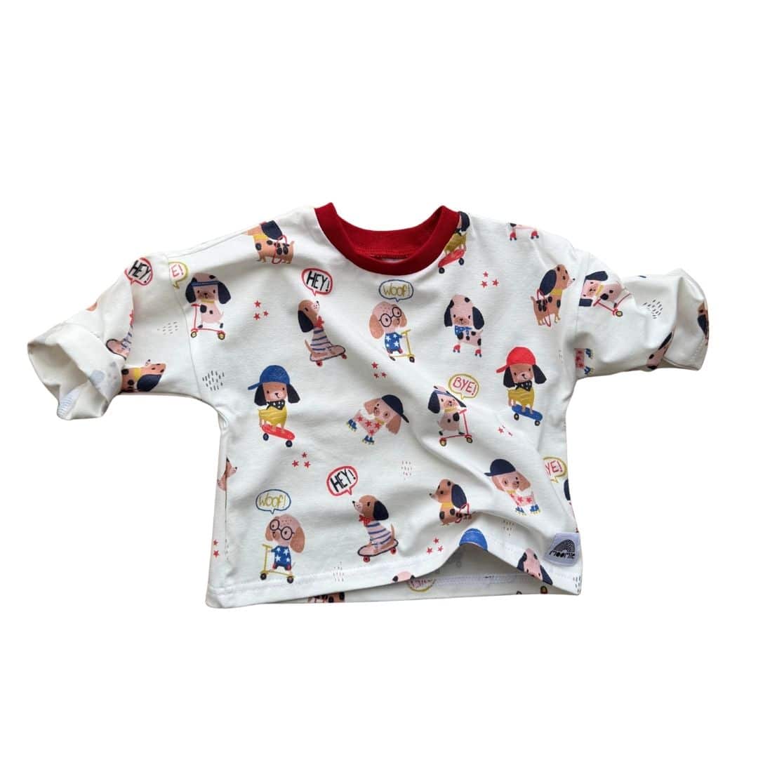 T-shirt bébé manches longues Dog à imprimé petits chiens