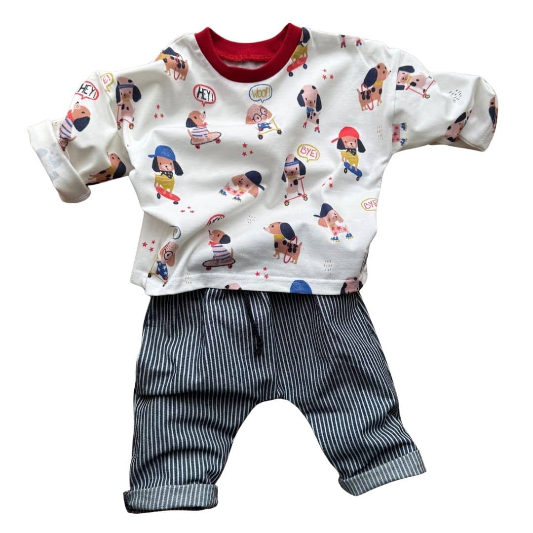 Pantalon bébé rayé bleu marine & crème – Little New York – Image 3