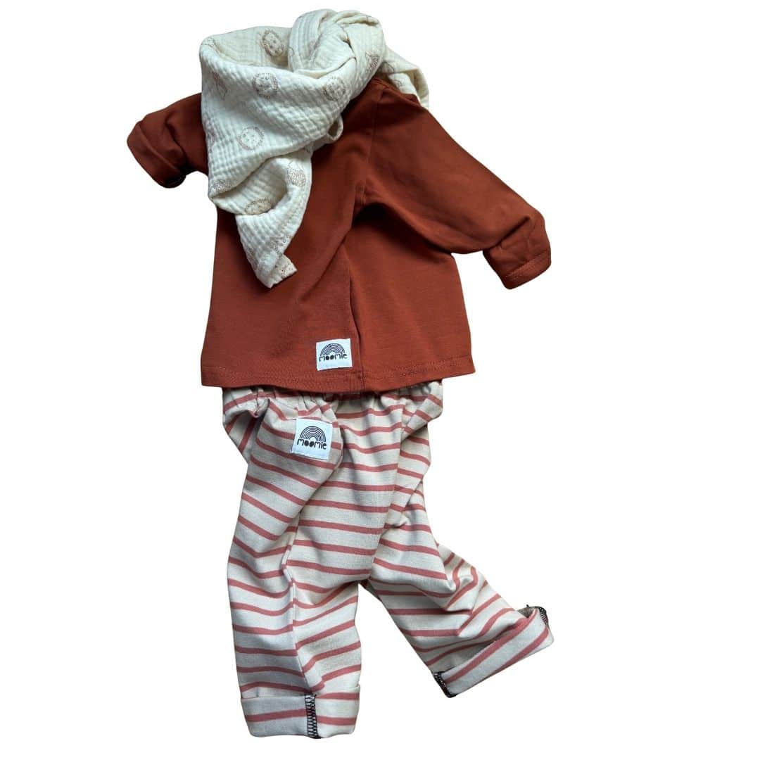 Pantalon bébé rayé crème et terracotta – Copenhague – Image 2