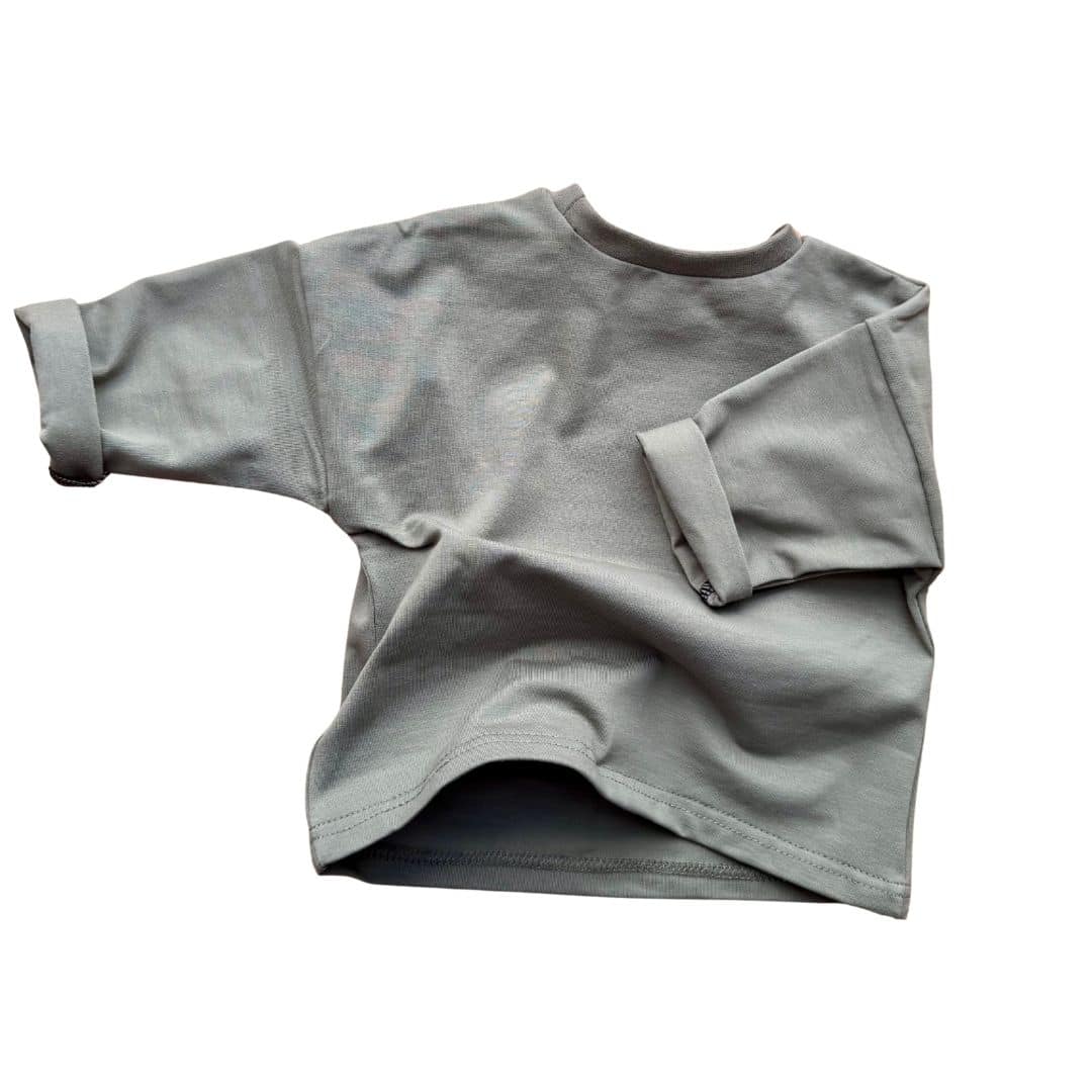 Vue de dos du t-shirt bébé manches longues kaki uni Moomie