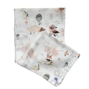Lange bébé en gaze de coton Balade enchantée, formats 60 x 60 et 60 x 90 cm
